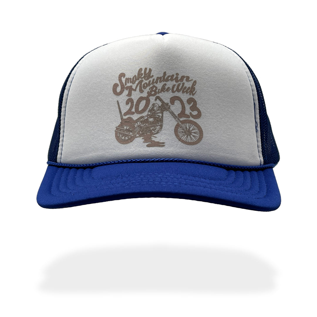 BD130 -  Bike Week Good Times Trucker hat - Royal/White